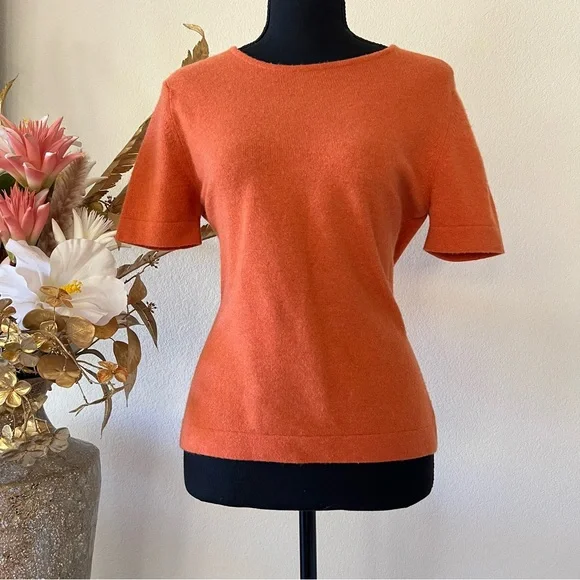 SOLDBrooks Brothers Pure Cashmere Orange Minimalist Top - Picture 1 of 7